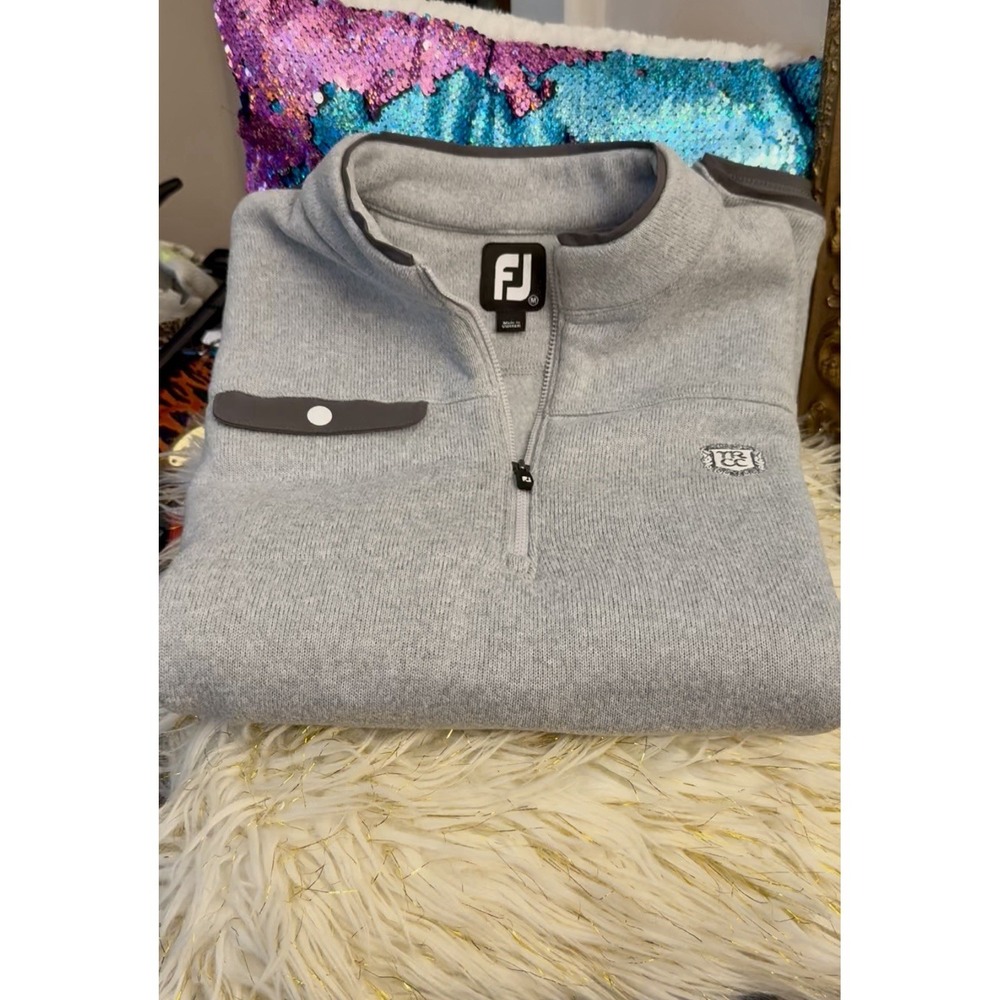 FootJoy FJ 1/4 Zip Fleece Golf Vest Men's Size Medium Gray Pullover Snap Pocket